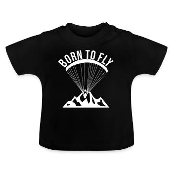 Paragliding Paragliding Paragliding - Baby Organic T-Shirt with Round Neck - black - Front