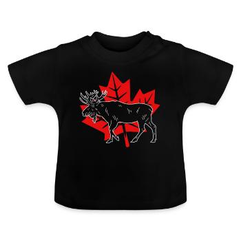 Feuille d'érable d'orignal du Canada - T-shirt bio col rond Bébé - noir - Devant
