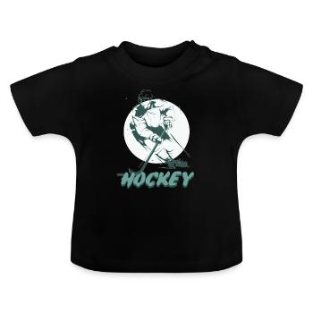 Hockey sur glace Hockey Player Hockey Hockey sur glace - T-shirt bio col rond Bébé - noir - Devant