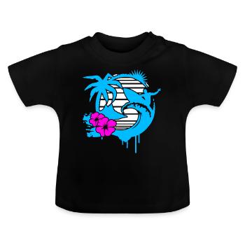 Surfeurs - T-shirt bio col rond Bébé - noir - Devant