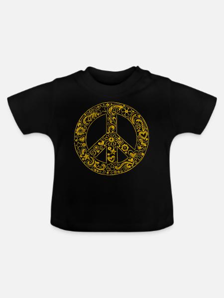 Signe de la paix hippie la paix - Økologisk T-shirt til baby, rund hals - sort