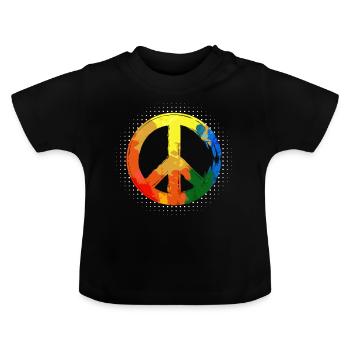 Friedensbewegung Frieden Hippie Peacezeichen - Baby Bio-T-Shirt mit Rundhals - Schwarz - Vorne