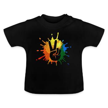 Peace peace movement - Baby Organic T-Shirt with Round Neck - black - Front