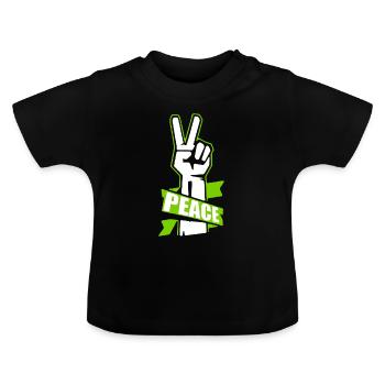 paix - T-shirt bio col rond Bébé - noir - Devant