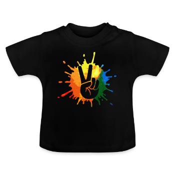 Peace Peacezeichen - Baby Bio-T-Shirt mit Rundhals - Schwarz - Vorne