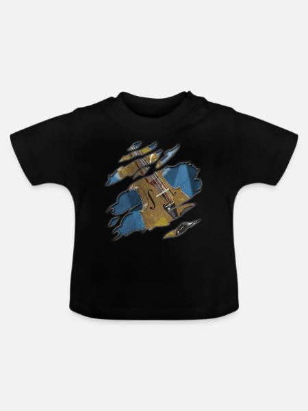 Cello Streichinstrument - Baby Bio-T-Shirt mit Rundhals - Schwarz
