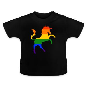 Licorne LGBT Gay Pride Rainbow CSD - T-shirt bio col rond Bébé - noir - Devant