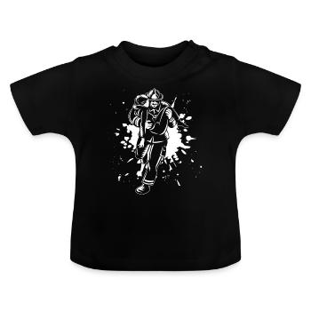 Firefighter Firefighter - Baby Organic T-Shirt with Round Neck - black - Front