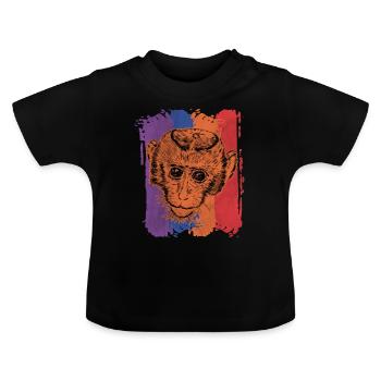 Monkey monkeys - Baby Organic T-Shirt with Round Neck - black - Front