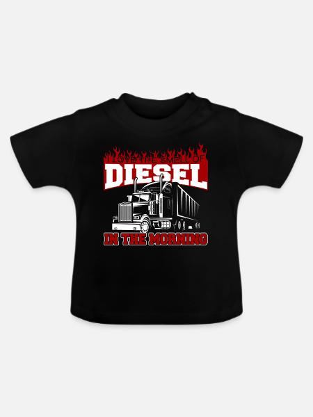 Trucker truck - Økologisk T-shirt til baby, rund hals - sort