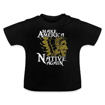 Indianer - Baby Bio-T-Shirt mit Rundhals - Schwarz - Vorne