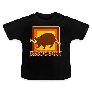 Retro raccoon raccoon - Baby Organic T-Shirt with Round Neck - black - Front