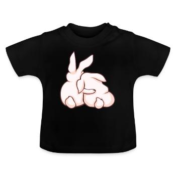 Rabbit Rabbit Cute animals - Baby Organic T-Shirt with Round Neck - black - Front