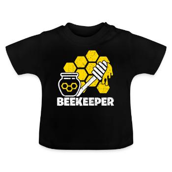 Biene Bienchen Honigbiene imker Honig - Baby Bio-T-Shirt mit Rundhals - Schwarz - Vorne