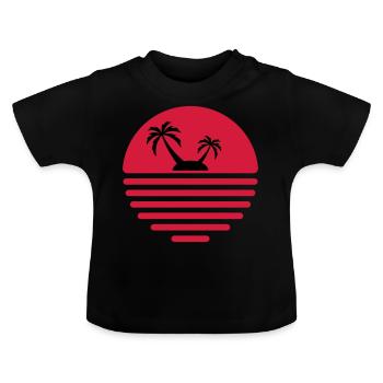 81 Sonne Insel Meer Palmen - Baby Bio-T-Shirt mit Rundhals - Schwarz - Vorne