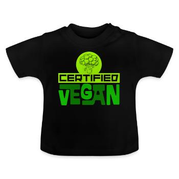Vegan vegan vegan - Baby Organic T-Shirt with Round Neck - black - Front