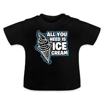 Crème glacée crème glacée - T-shirt bio col rond Bébé - noir - Devant