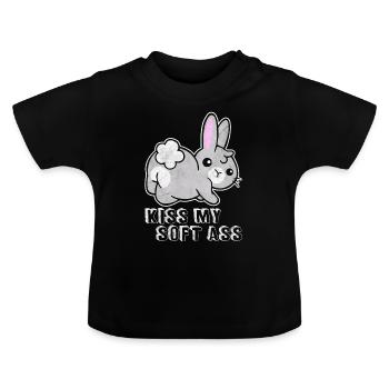 Rabbit Rabbit Cute funny animals - Baby Organic T-Shirt with Round Neck - black - Front