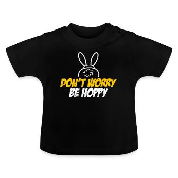 Rabbit Rabbit Be Hoppy Cute - Baby Organic T-Shirt with Round Neck - black - Front