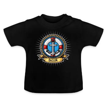 Voilier voilier voilier - T-shirt bio col rond Bébé - noir - Devant