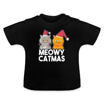 Chat de Noël chaton kitty chat ami - T-shirt bio col rond Bébé - noir - Devant