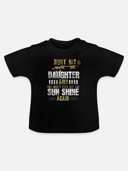 Tochter Vater Geschenk - Baby Bio-T-Shirt mit Rundhals - Schwarz