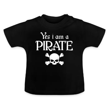 Pirate pirate skull pirate head piracy - Baby Organic T-Shirt with Round Neck - black - Front