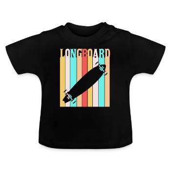 longboard - T-shirt bio col rond Bébé - noir - Devant