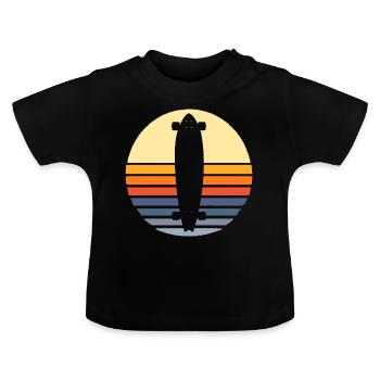longboard - T-shirt bio col rond Bébé - noir - Devant