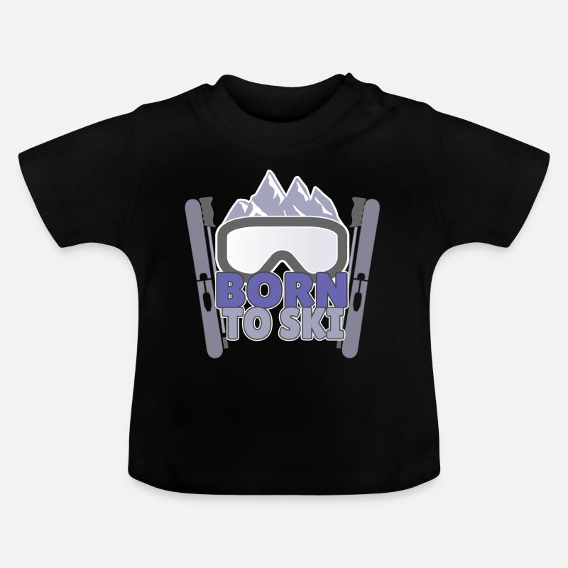 Born To Ski - T-shirt bio col rond Bébé - noir