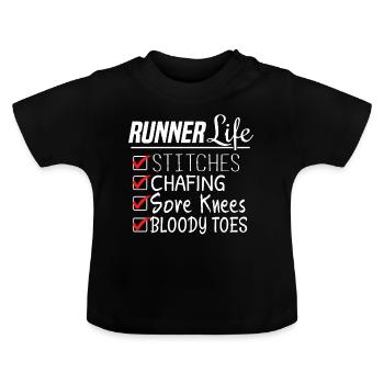 Runner's Life Funny Running Checklist - Baby Organic T-Shirt with Round Neck - black - Front