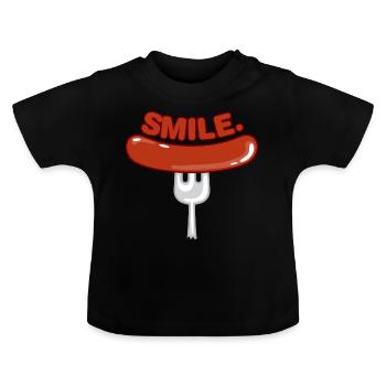 happiness - Baby Bio-T-Shirt mit Rundhals - Schwarz - Vorne