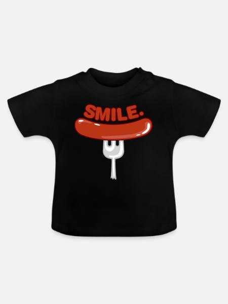 happiness - Baby Bio-T-Shirt mit Rundhals - Schwarz