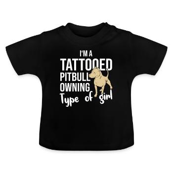 Pitbull Hundeliebe - Baby Bio-T-Shirt mit Rundhals - Schwarz - Vorne