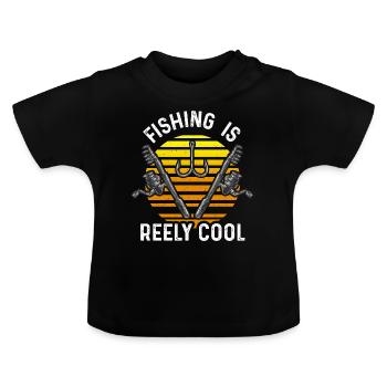 Fischer Fischerei Angelrute - Baby Bio-T-Shirt mit Rundhals - Schwarz - Vorne