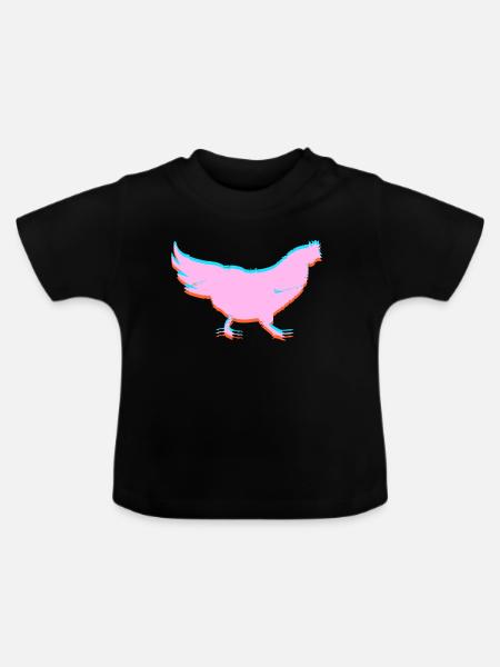 Huhn Hühnchen 3D Effekt - Baby Bio-T-Shirt mit Rundhals - Schwarz