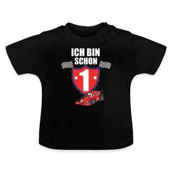 1st birthday gift boy - Baby Organic T-Shirt with Round Neck - black - Front
