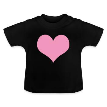 Heart Sweet Gift Idea Sweet Heart - Baby Organic T-Shirt with Round Neck - black - Front