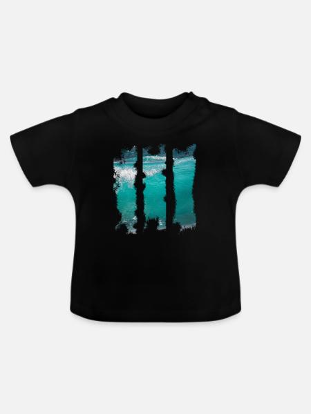 Wellen - Baby Bio-T-Shirt mit Rundhals - Schwarz