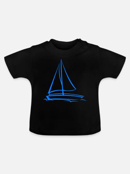 Segelschiff - Baby Bio-T-Shirt mit Rundhals - Schwarz