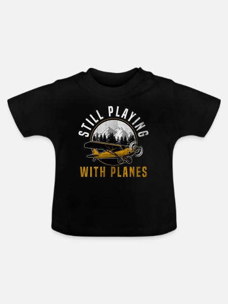 Flugzeug - Baby Bio-T-Shirt mit Rundhals - Schwarz