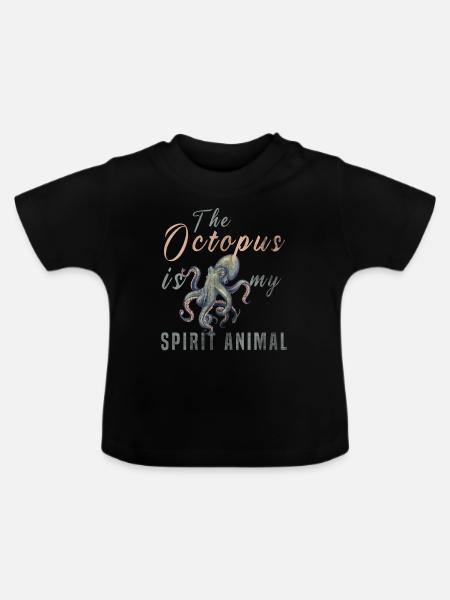 Oktopus - Baby Bio-T-Shirt mit Rundhals - Schwarz
