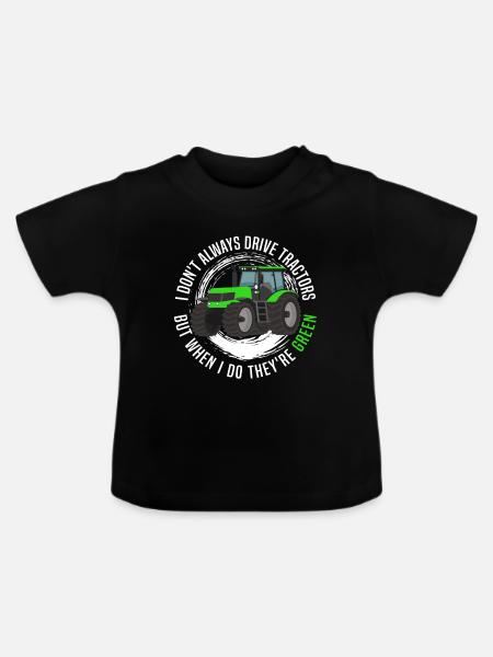 Grüner Traktor - Baby Bio-T-Shirt mit Rundhals - Schwarz