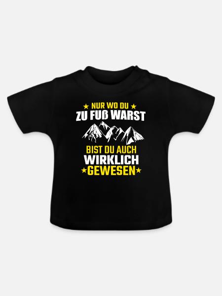 Wandern Spazieren Berge Geschenk - Baby Bio-T-Shirt mit Rundhals - Schwarz