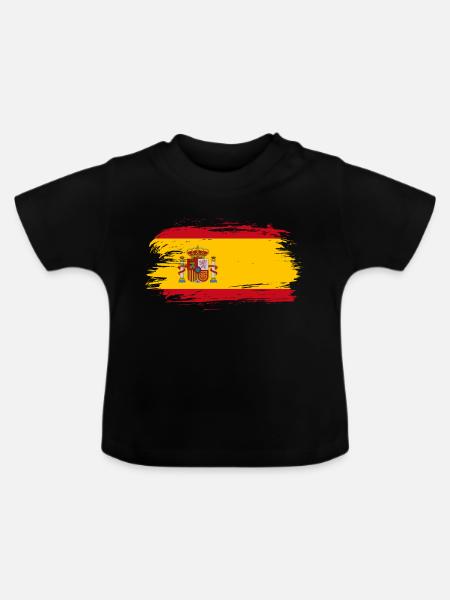 Spanien Flagge - Baby Bio-T-Shirt mit Rundhals - Schwarz