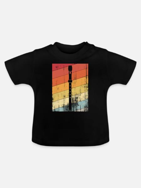 Flöte - Baby Bio-T-Shirt mit Rundhals - Schwarz