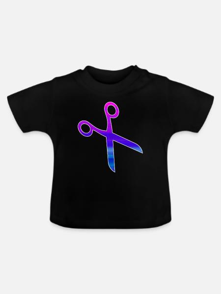 Friseur Schere - Baby Bio-T-Shirt mit Rundhals - Schwarz