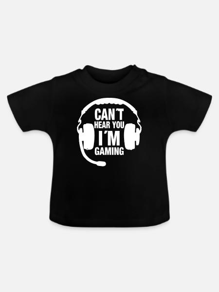 CANT HEAR YOU IM GAMING WEISS HOODIE - Ekologisk T-shirt med rund hals baby - svart