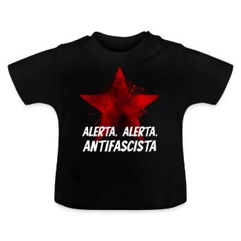 Alerta, Alerta, Antifascista - Baby Bio-T-Shirt mit Rundhals - Schwarz - Vorne