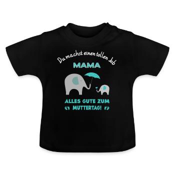 Muttertag - Baby Bio-T-Shirt mit Rundhals - Schwarz - Vorne